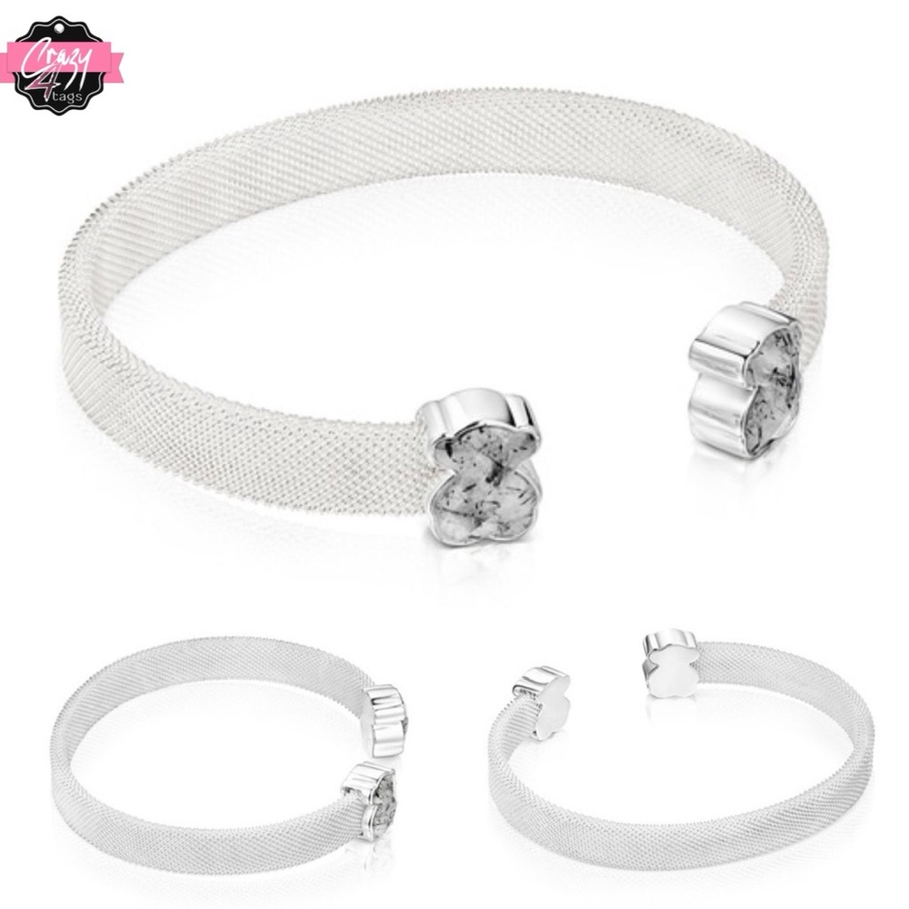 Silver Mesh Bracelet with Tourmalinated Quartz